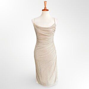 Laundry by Shelli Segal gold dress 6 small mini drape club date cute cocktail